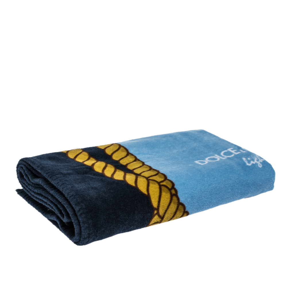 Dolce & Gabbana Light Blue Cotton Beach Towel