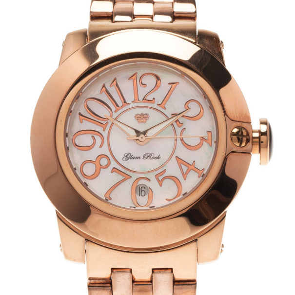 مملوكة مسبقًا Glam Rock White Stainless Steel Miami Unisex Wristwatch 44MM