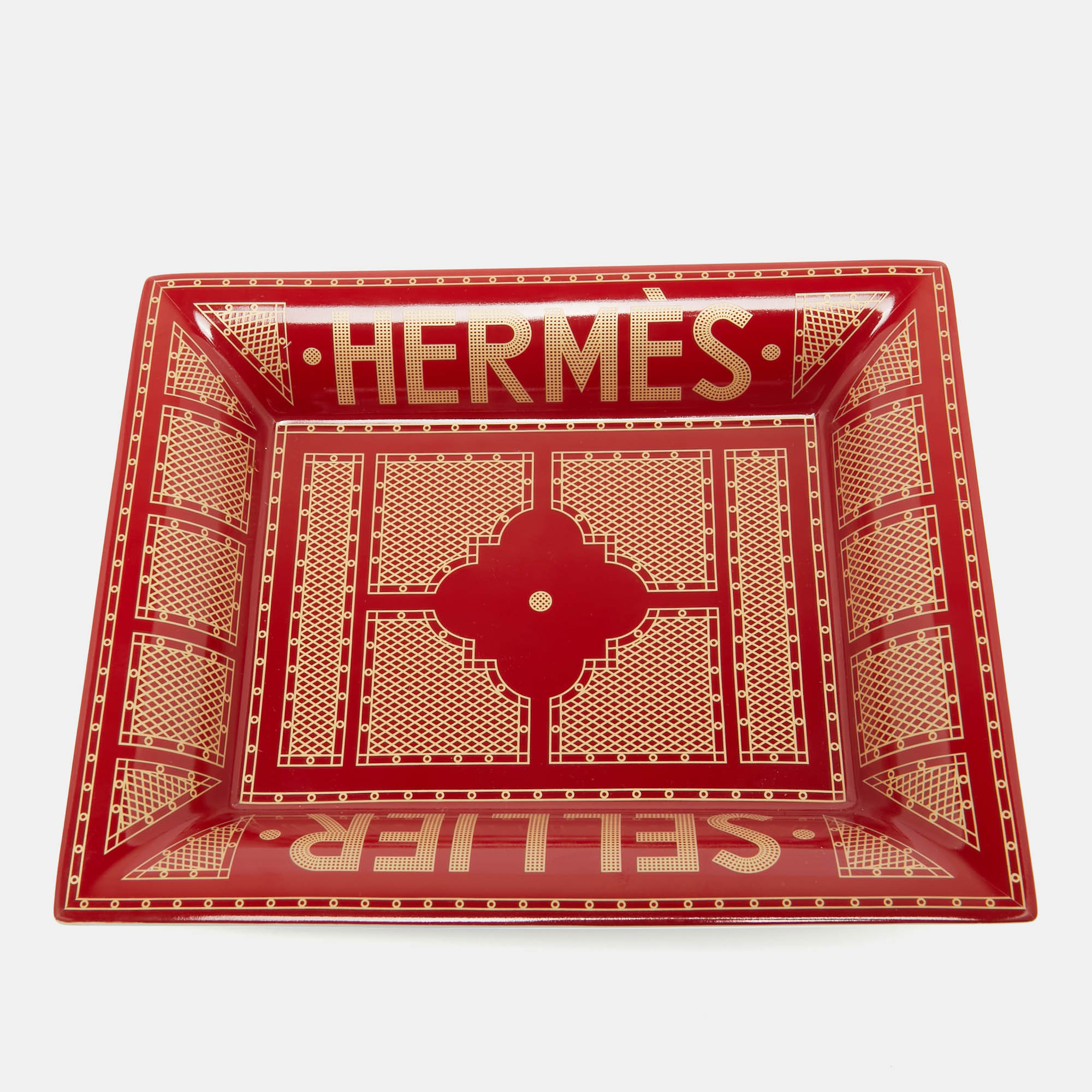 Hermès Rouge Sellier Porcelain Change Tray
