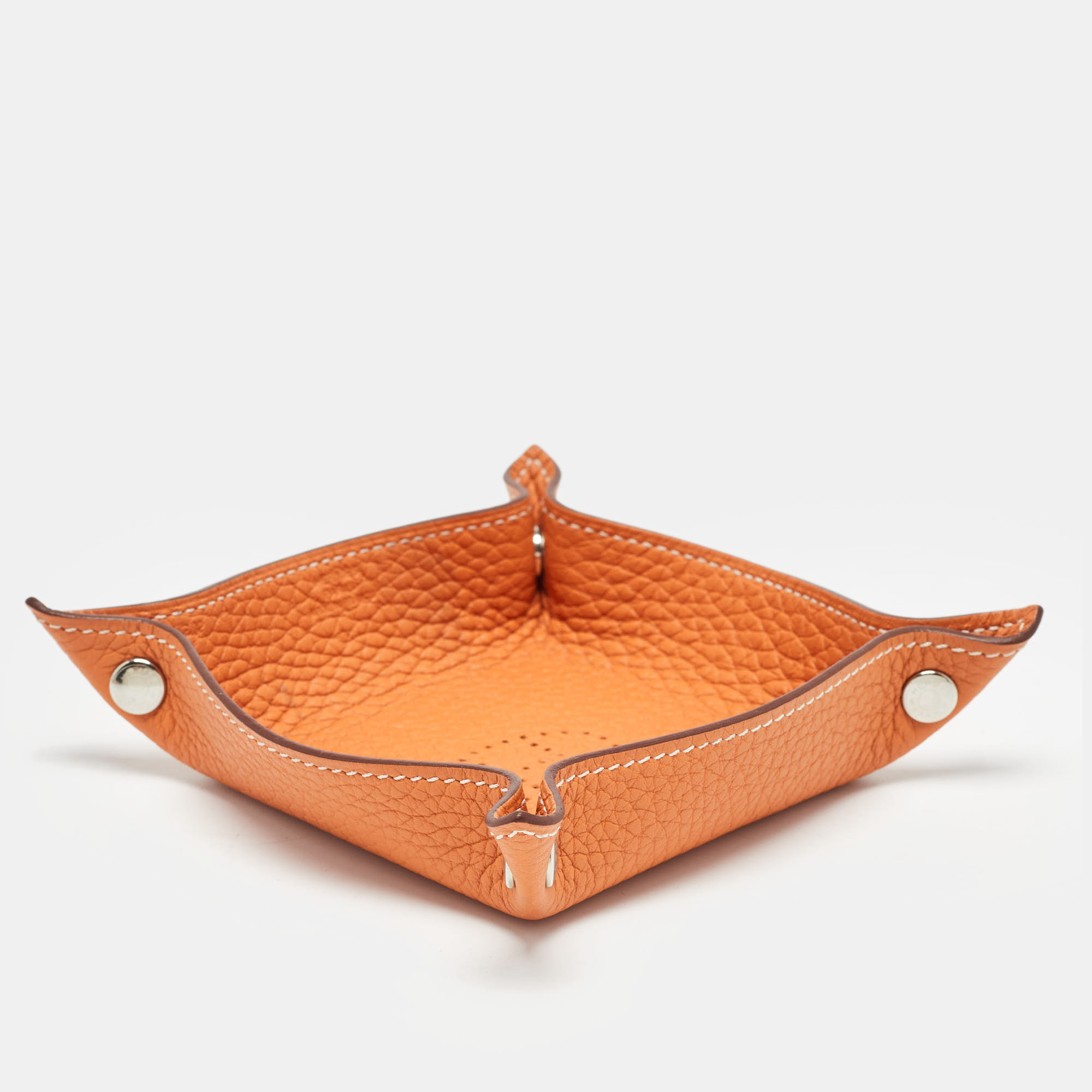 Hermes Potiron Taurillon Clemence Leather Mises et Relances H Evelyne Mini Change Tray
