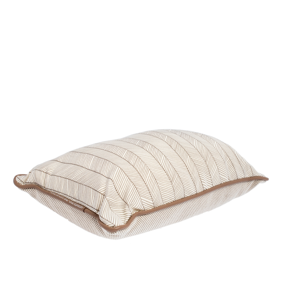 

Hermes Beige & Brown Grand Chevron Print + H Tech Canvas Travel Pillow
