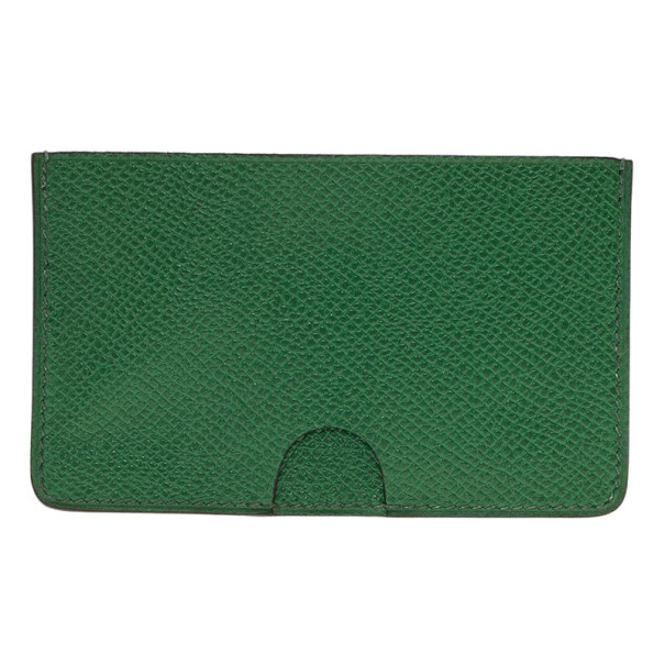 Pre Owned Hermes Green Leather Porquerolles Card Case