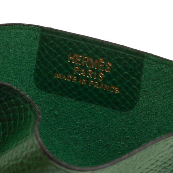Hermes Green Leather Porquerolles Card Case