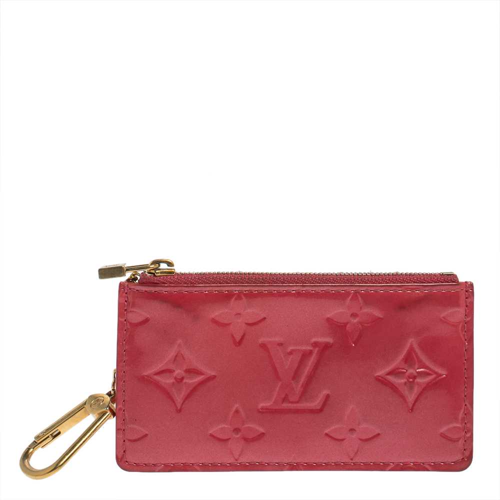 Pre-owned Louis Vuitton Framboise Monogram Vernis Key Pouch In Pink