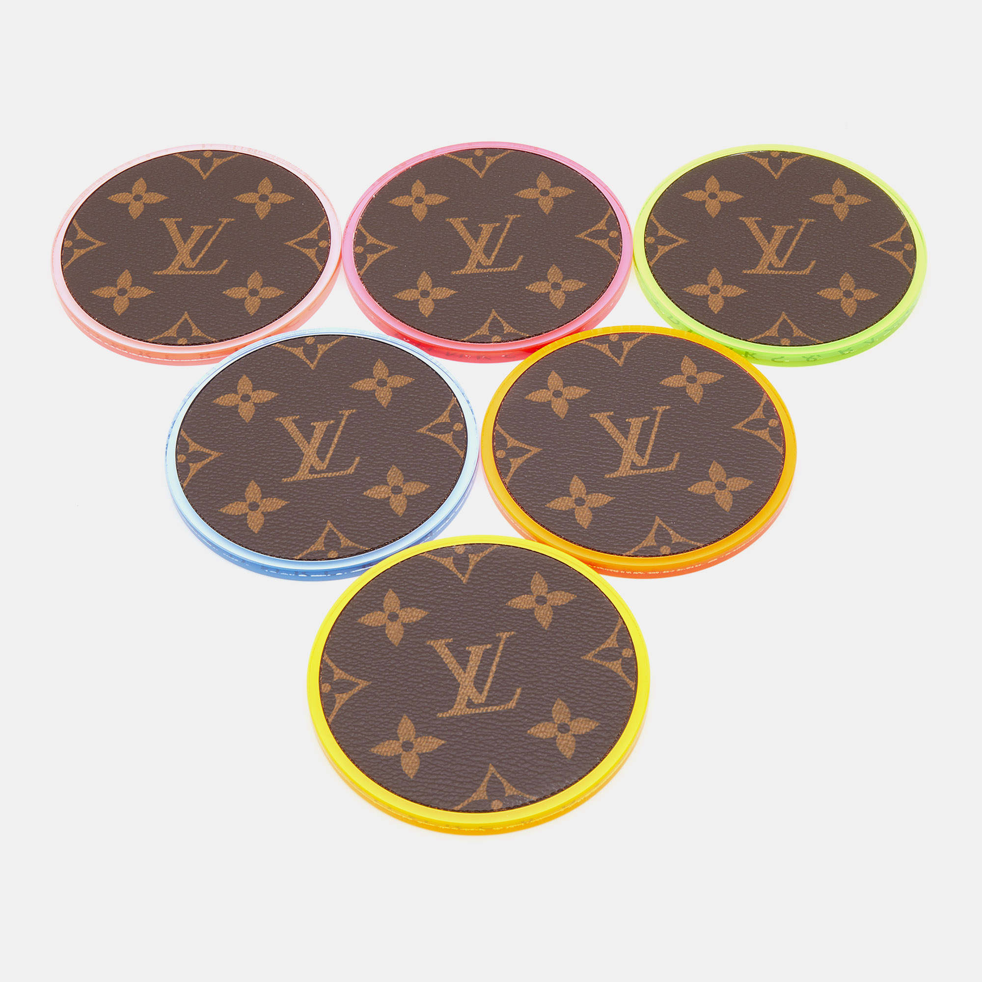 Louis Vuitton Coasters Monogram Logo LV Hamptons Cardboard 3 yellow
