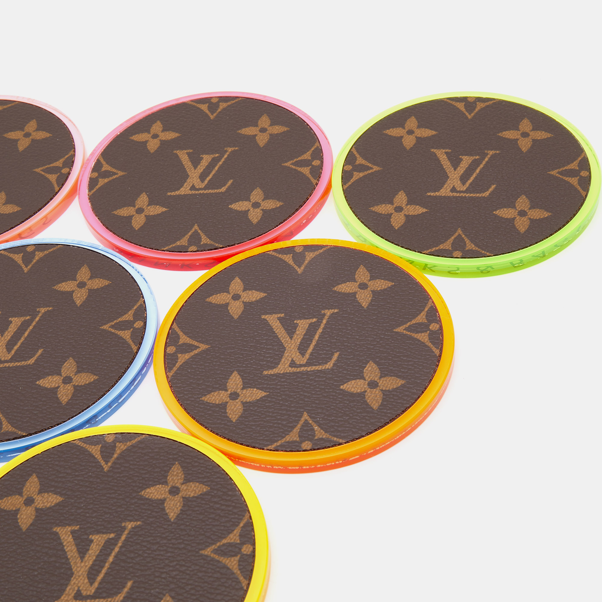 LOUIS VUITTON Monogram Fluo Plexiglass Coasters Set of 6 Multicolor 1103999