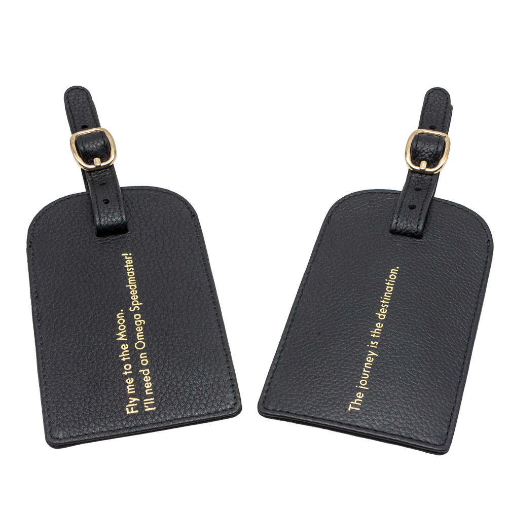 

Omega Black Leather Luggage Tag Set