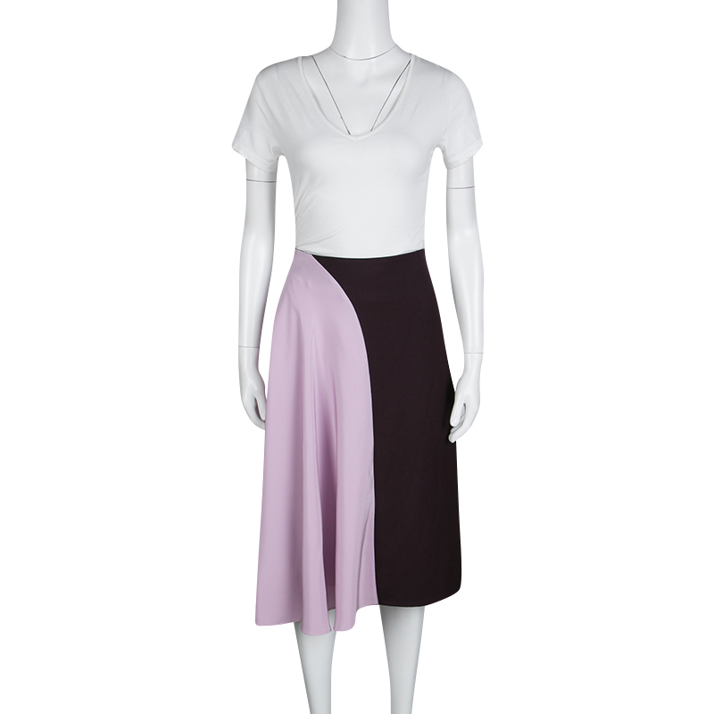 

3.1 Phillip Lim Mulberry Purple Colorblock Horizon Wool and Silk Skirt