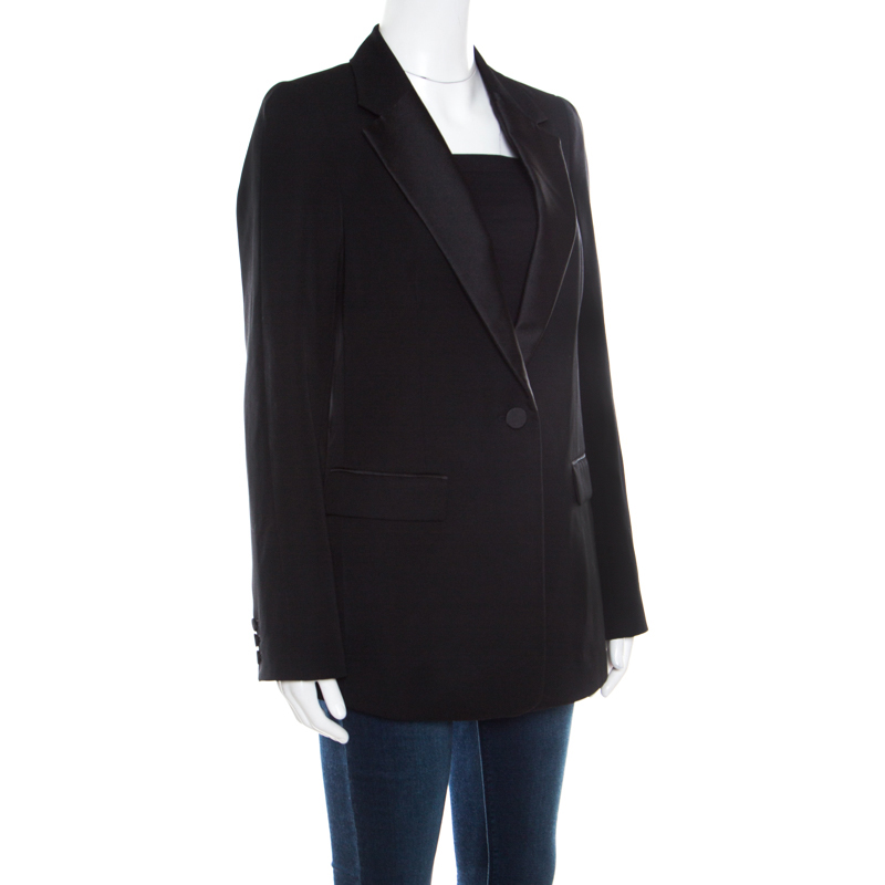 

3.1 Phillip Lim Black Wool Satin Trim Classic Tuxedo Blazer