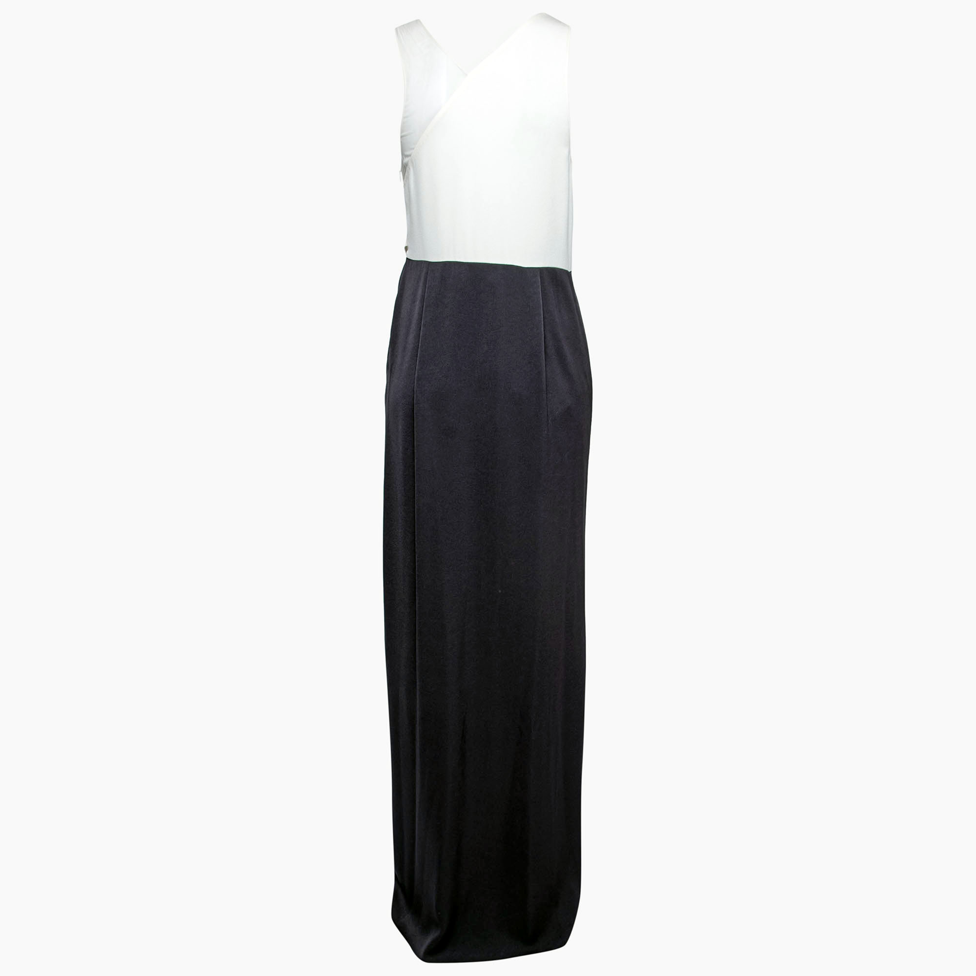 

3.1 Phillip Lim Ivory and Black Draped Front Asymmetric Neck Evening Gown, Multicolor