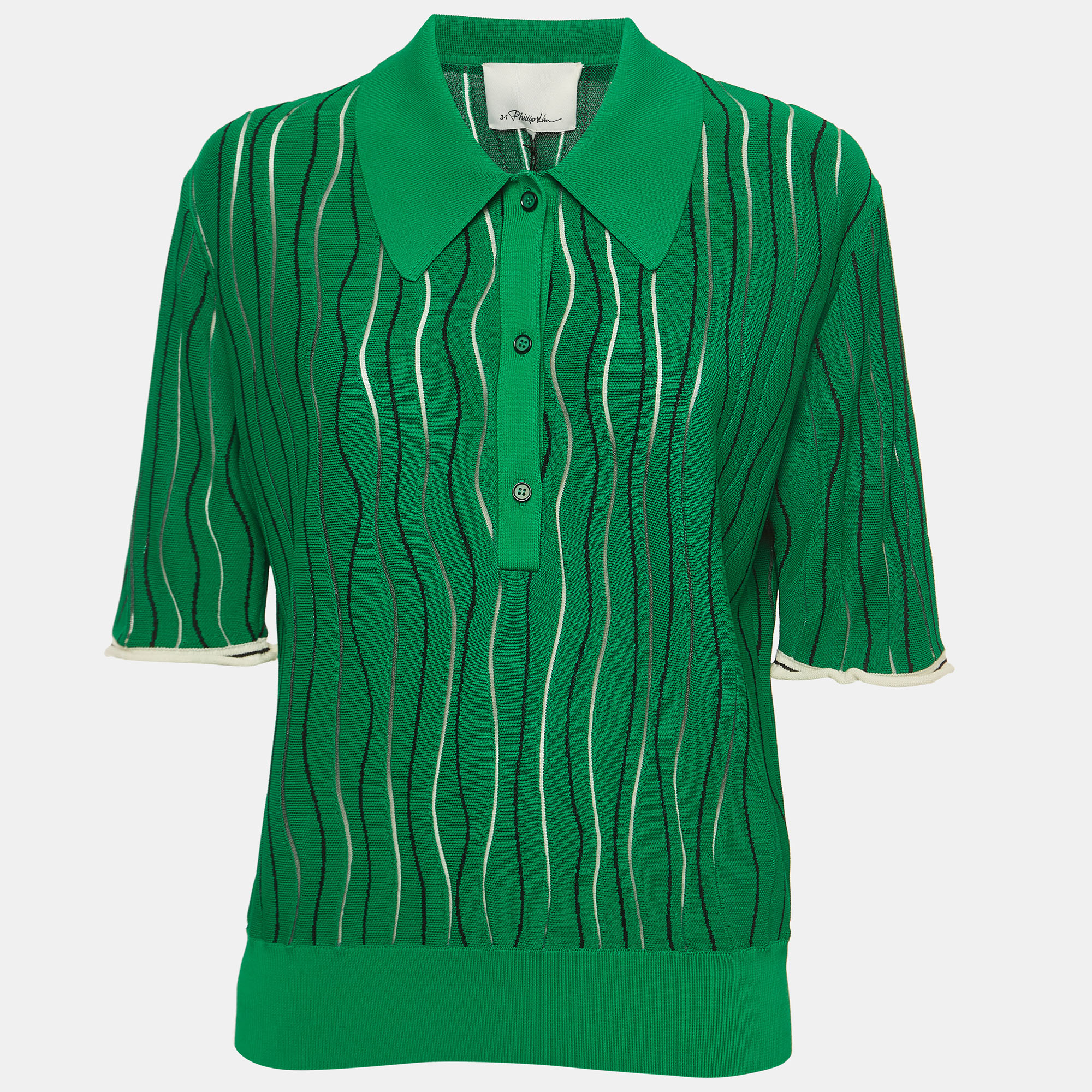 Pre Owned 3.1 Phillip Lim Green Knit Polo T-Shirt M