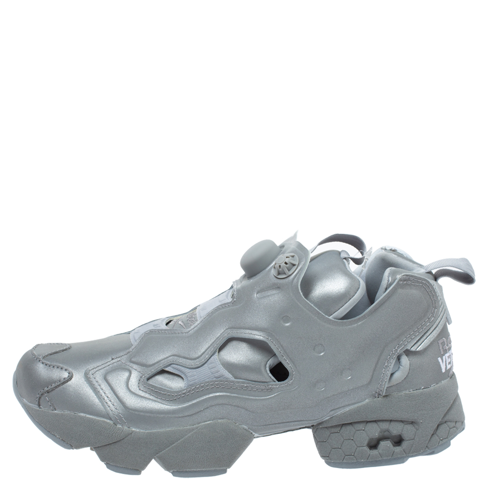 

Vetements x Reebok Reflective Grey PVC Instapump Fury Low Top Sneakers Size