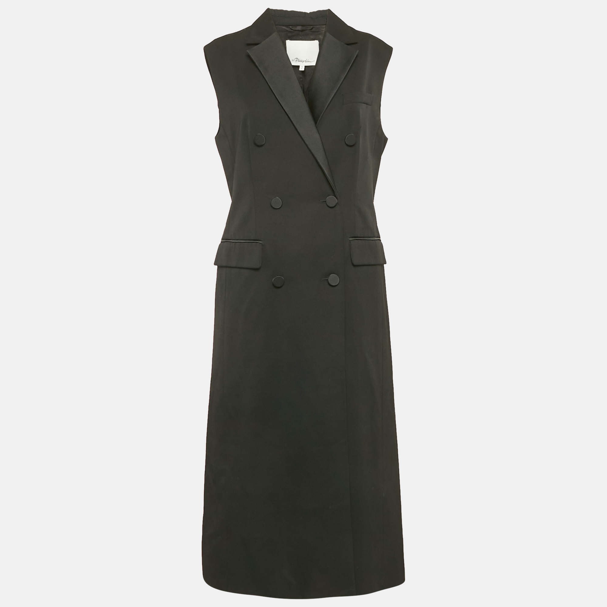 

3.1 Phillip Lim Black Wool Sleeveless Double Breasted Coat S