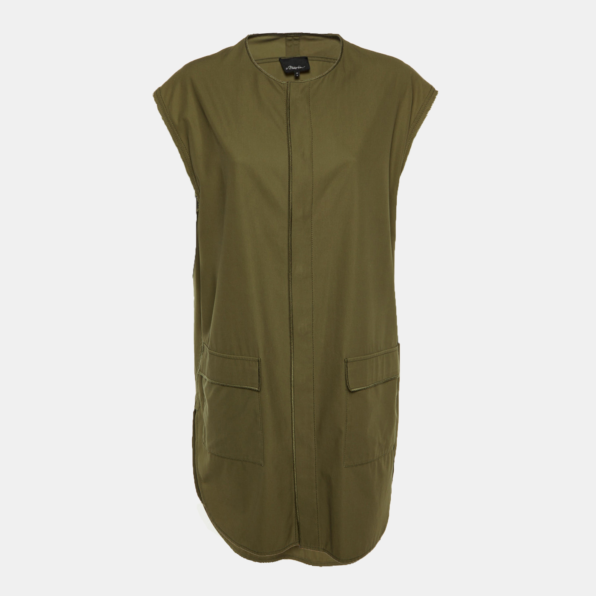 

3.1 Phillip Lim Olive Green Cotton Crew Neck Tunic Dess M