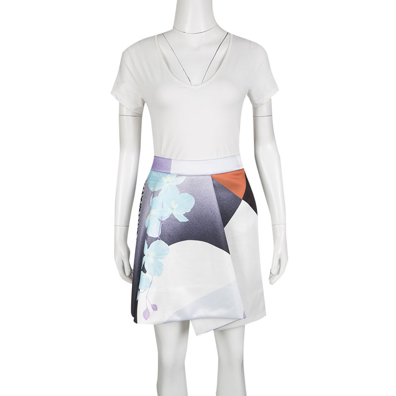 

3.1 Philip Lim Multicolor Soleil Print Rounded Fold Detail Skirt