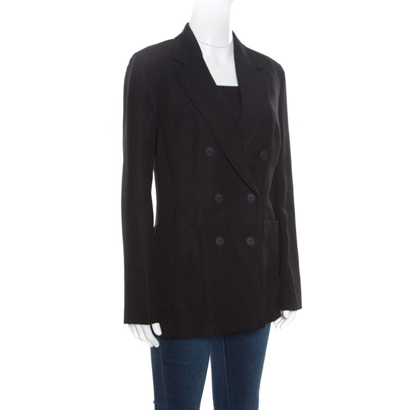 

3.1 Phillip Lim Black Jute and Silk Blend Double Breasted Blazer