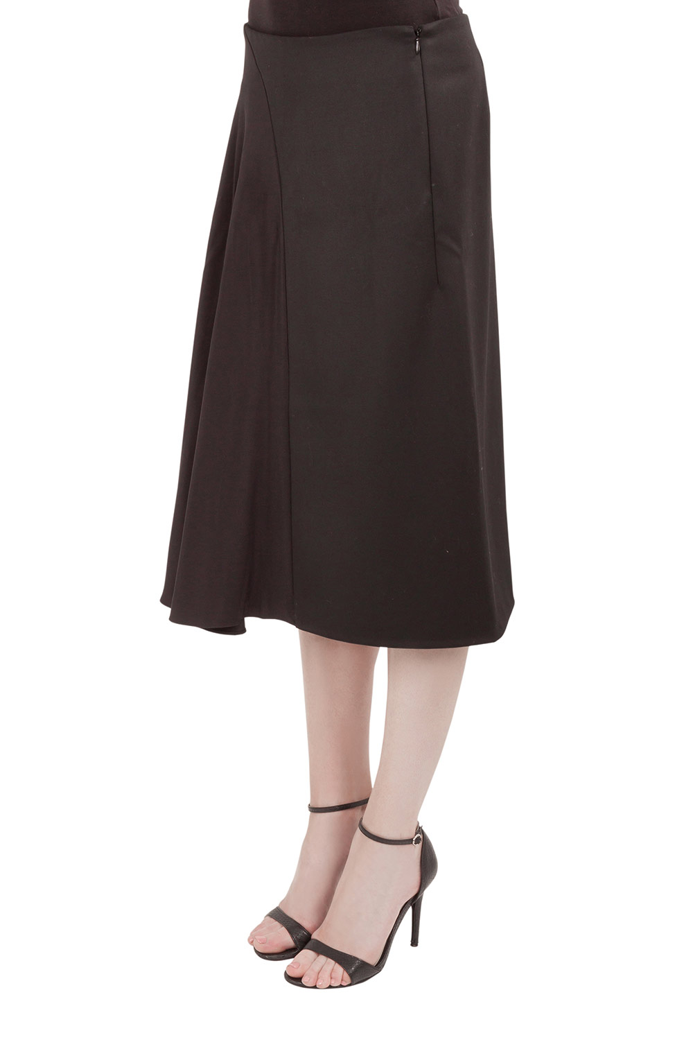 

3.1 Phillip Lim Black Wool Asymmetric Draped Silk Trim A Line Horizon Skirt