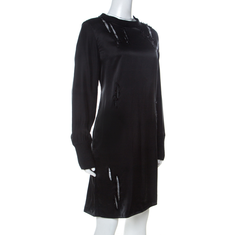 

3.1 Phillip Lim Black Silk Embellished Detail Mini Dress