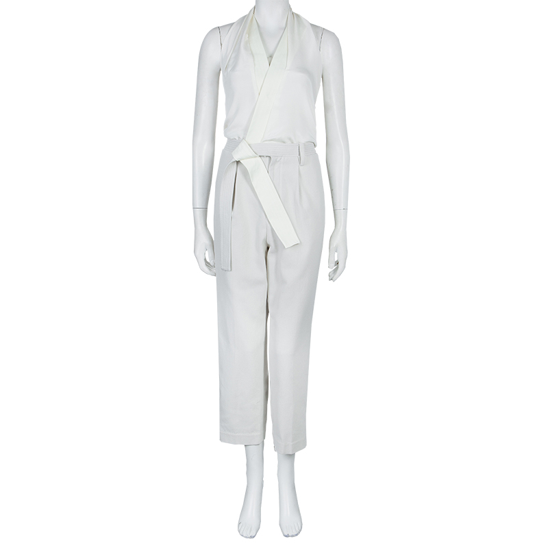 

3.1 Phillip Lim Cream and Beige Halter Crossback Jumpsuit