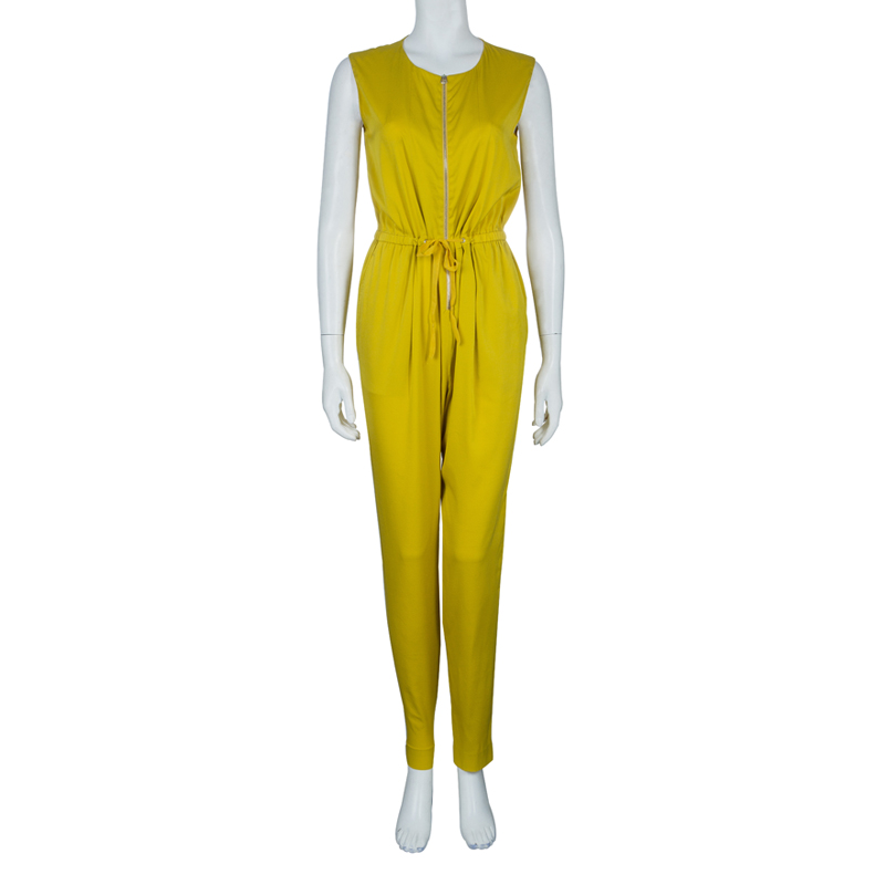 

3.1 Phillip Lim Mustard Yellow Silk Zip Detail Sleeveless Jumpsuit