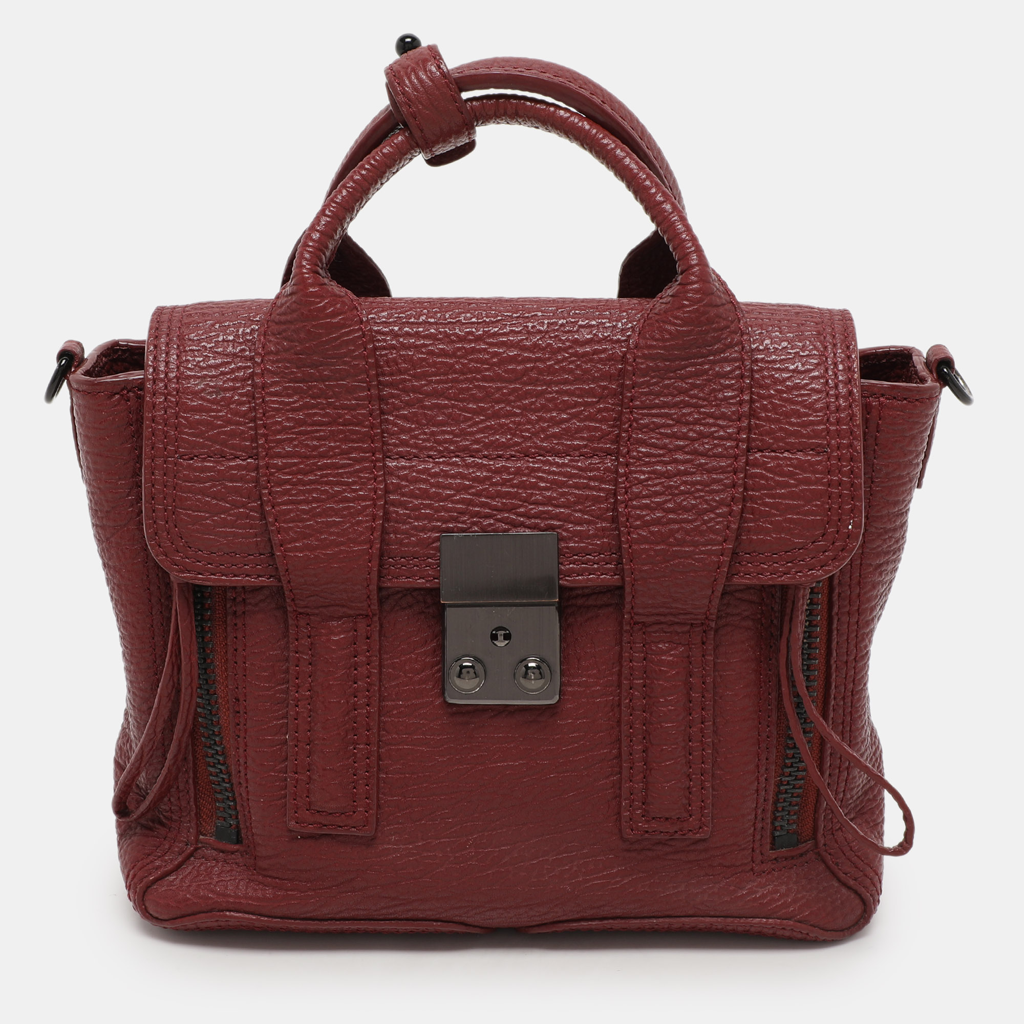 

3.1 Phillip Lim Burgundy Leather Mini Pashli Satchel