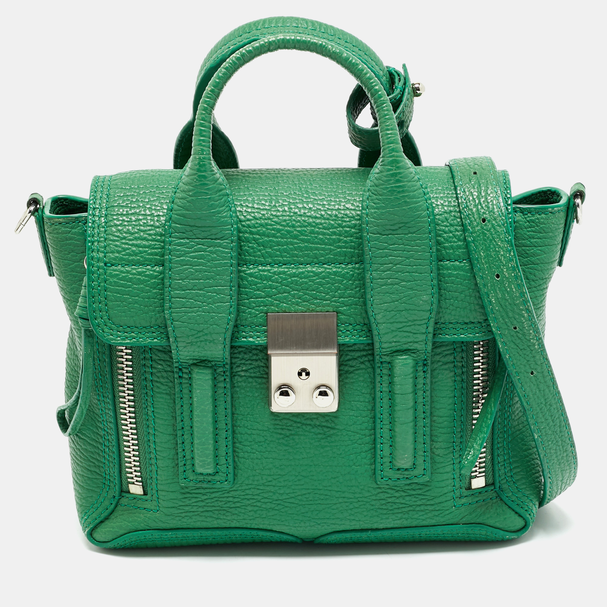 

3.1 Phillip Lim Green Leather Mini Pashli Satchel