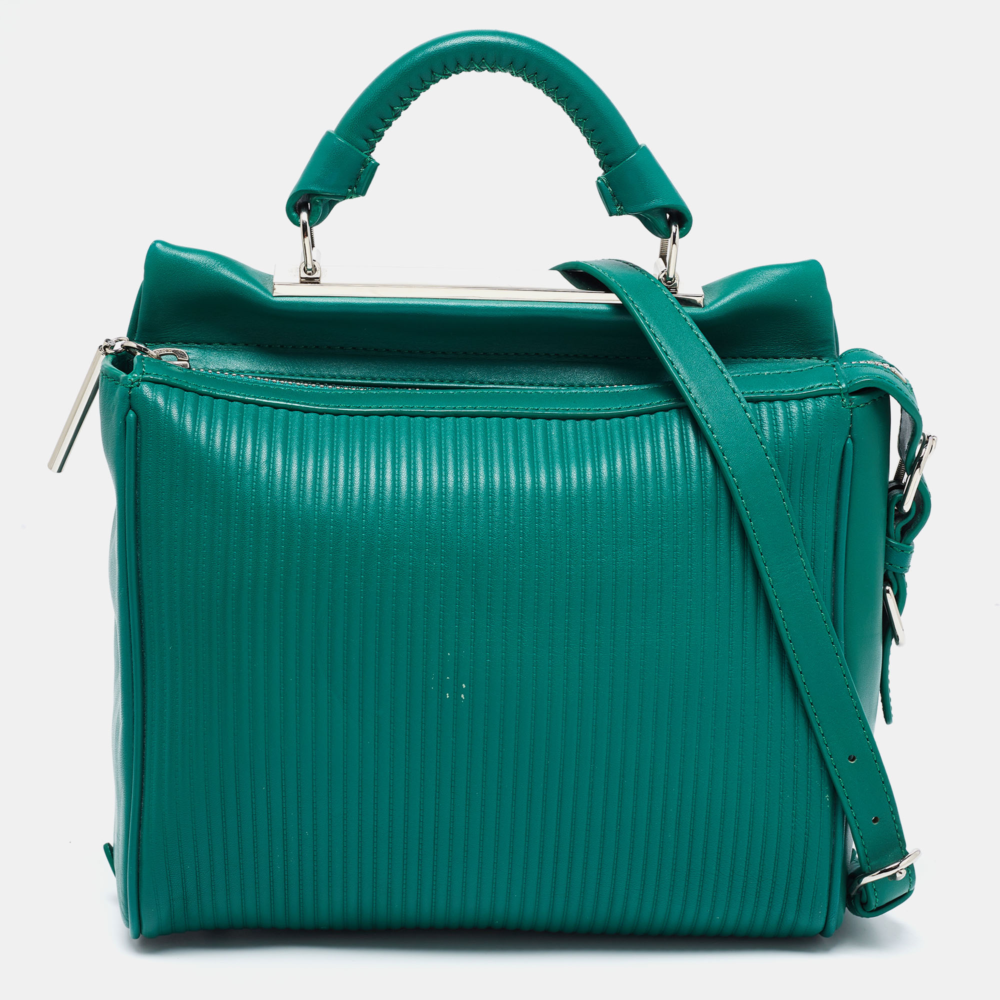 

3.1 Philip Lim Green Leather Ryder Top Handle Bag