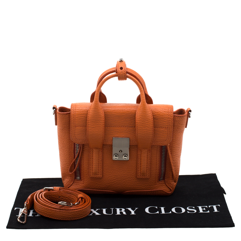 Pre Owned 3.1 Phillip Lim Orange Leather Mini Pashli Top Handle Bag