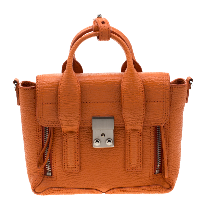 3.1 Phillip Lim Orange Leather Mini Pashli Top Handle Bag 3.1 Phillip ...