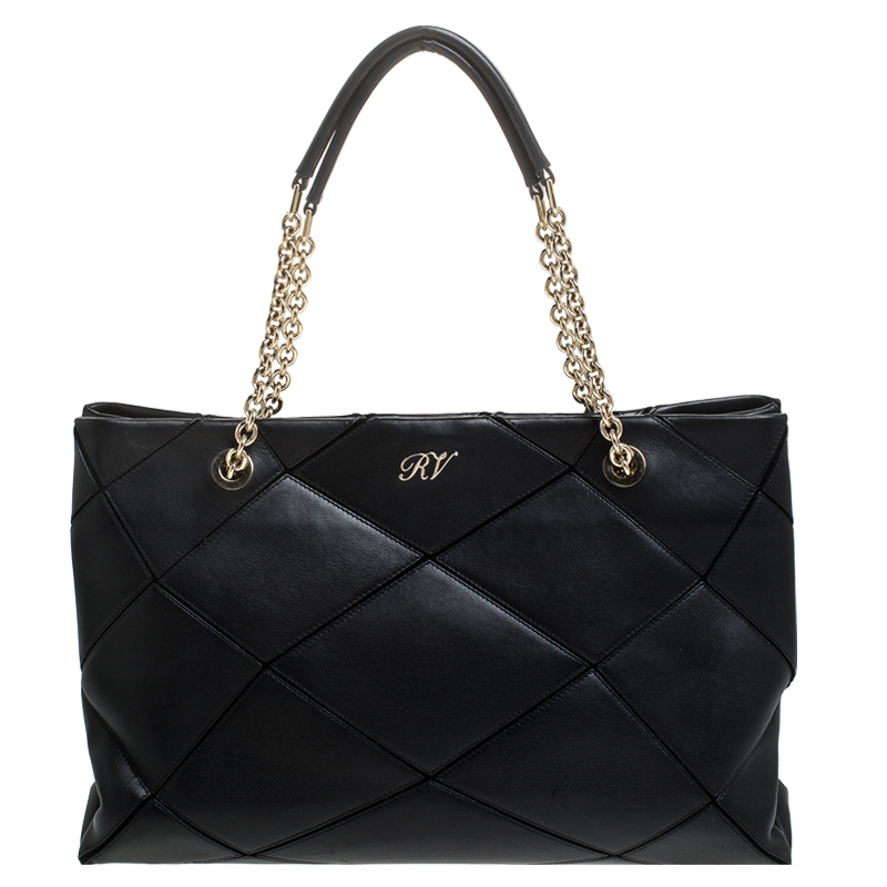 Pre Owned Roger Vivier Black Leather Prismick Tote