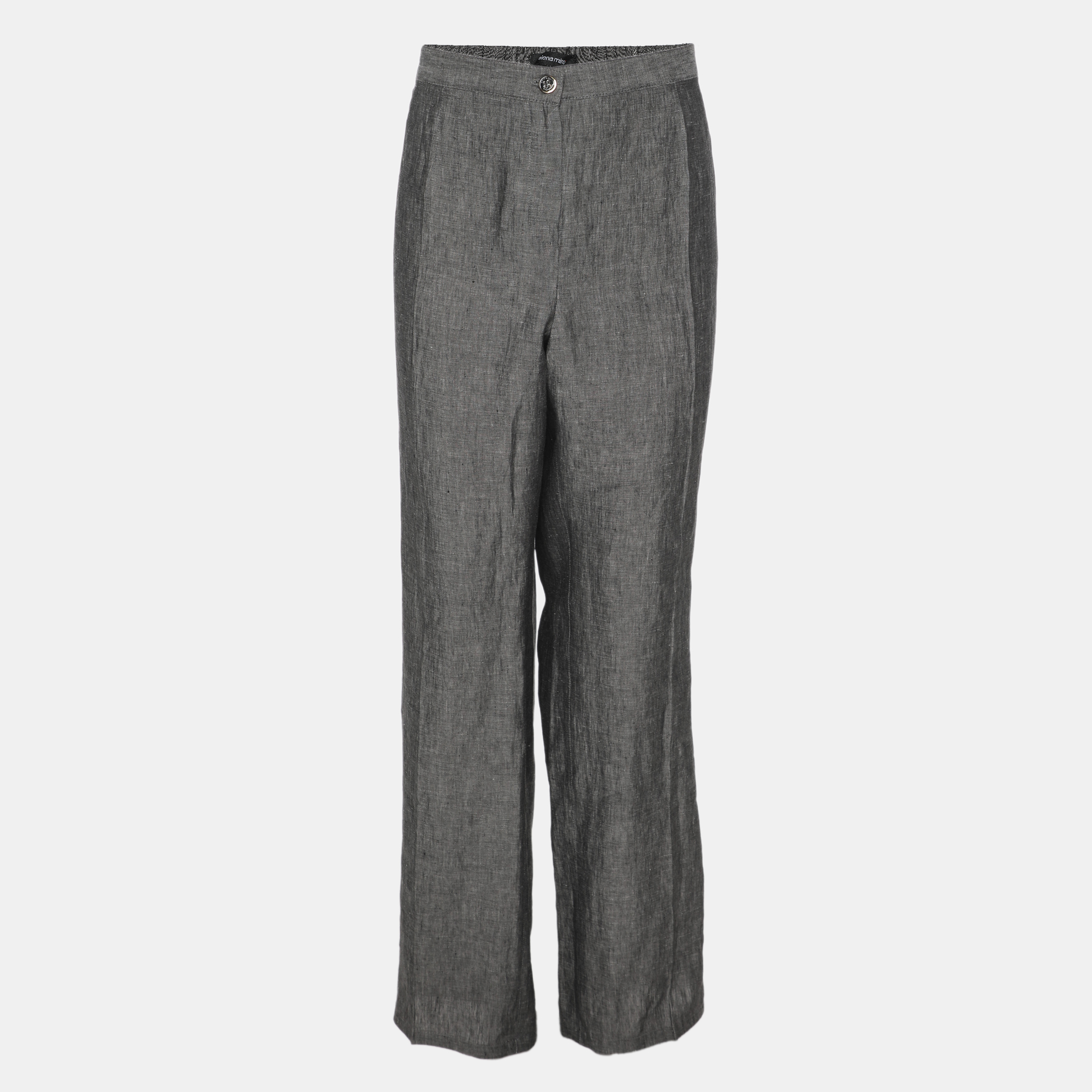 

Elena Miro Grey Linen Regular Leg Pants XXL