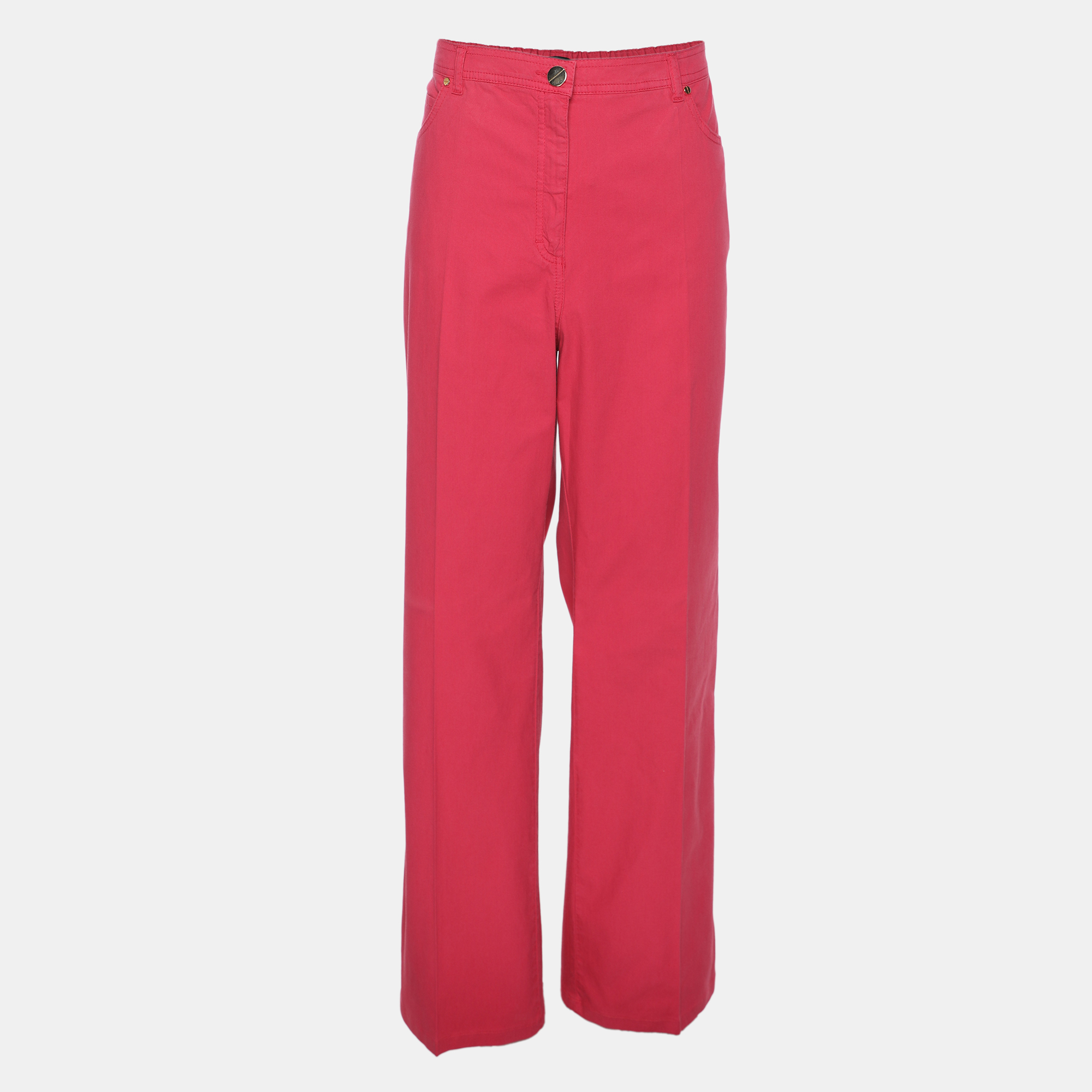 Pre-owned 424 Elena Miro Pink Stretch Cotton Wide Leg Trousers Xxxl