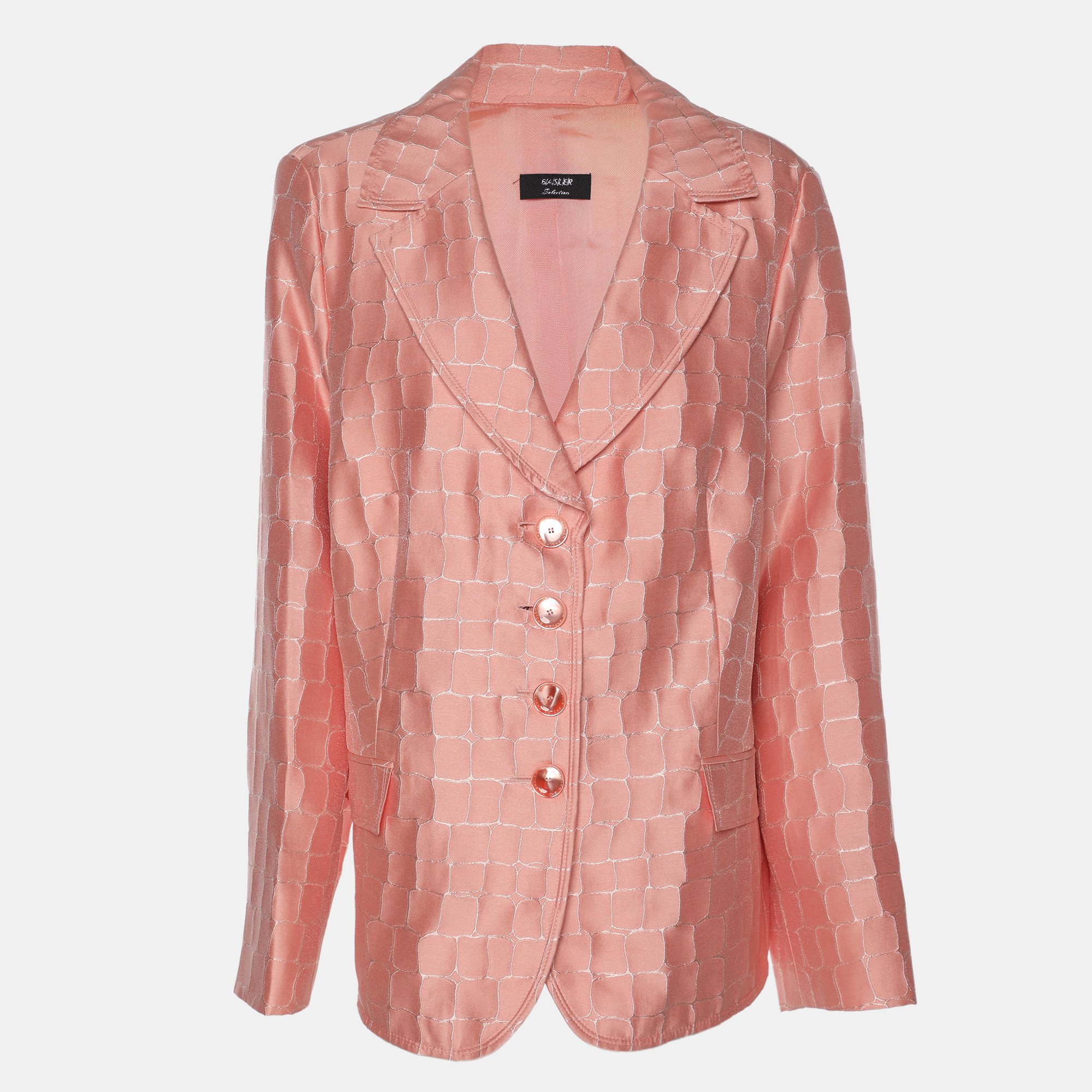 

Basler Peach Jacquard Square Stone Details Blazer XXXL, Pink
