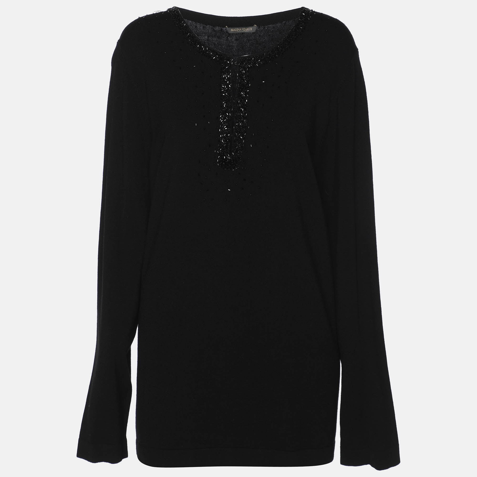 

Marina Rinaldi Black Jersey Beads Embellished Tops