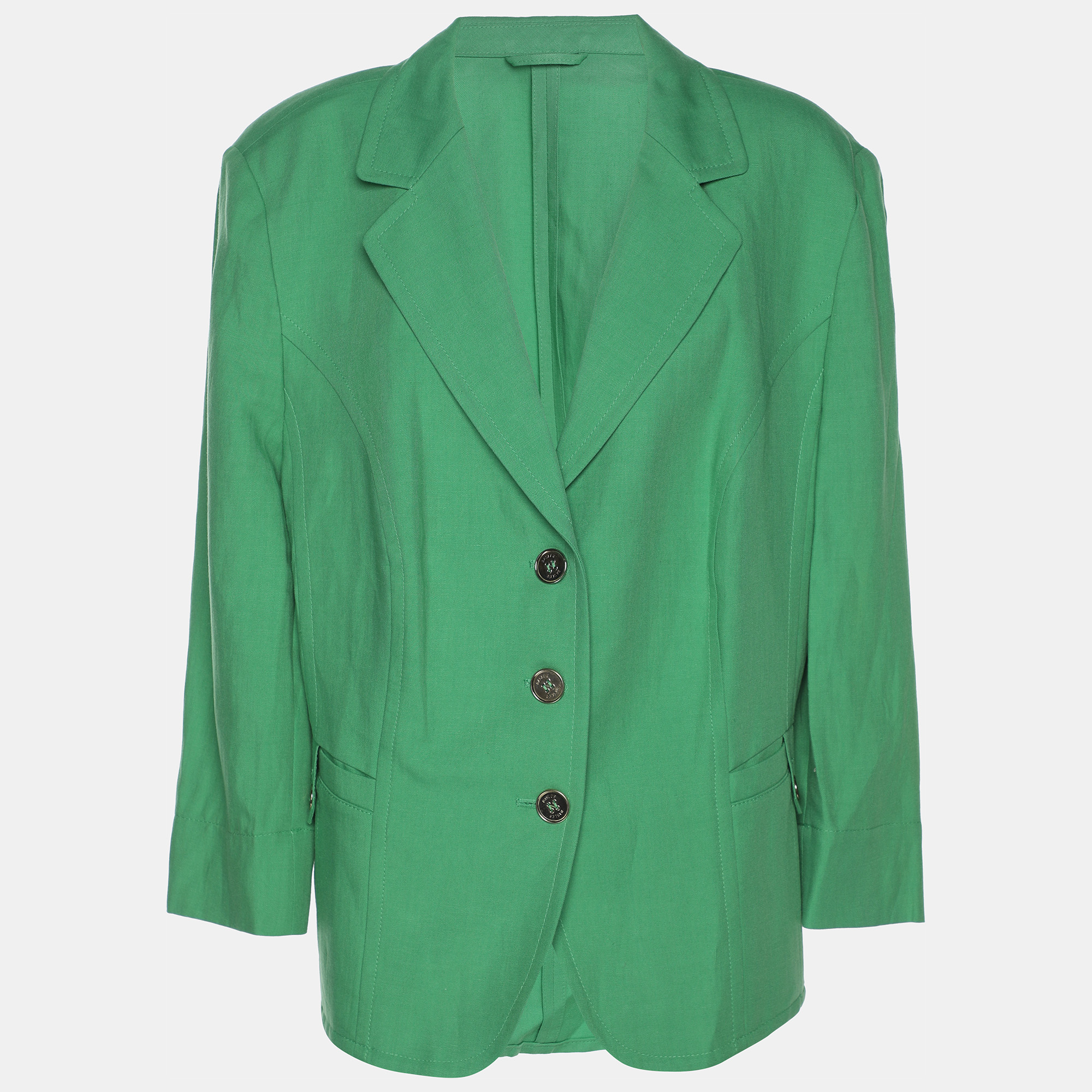 Pre-owned 424 Basler Green Linen Blend Single Breasted Blazer Xl