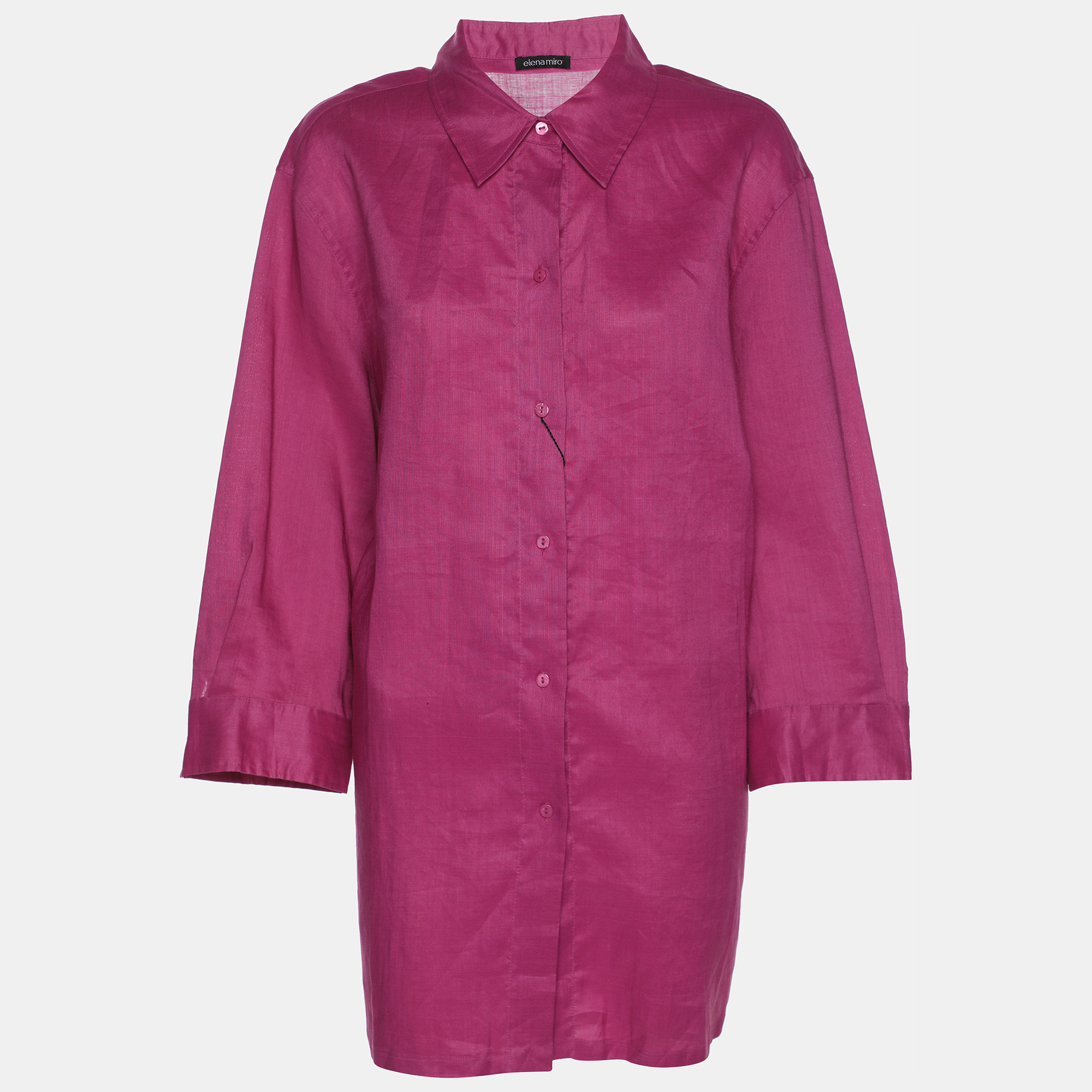 Pre-owned 424 Elena Miro Pink Knit Fabric 3/4 Sleeve Shirt Xl