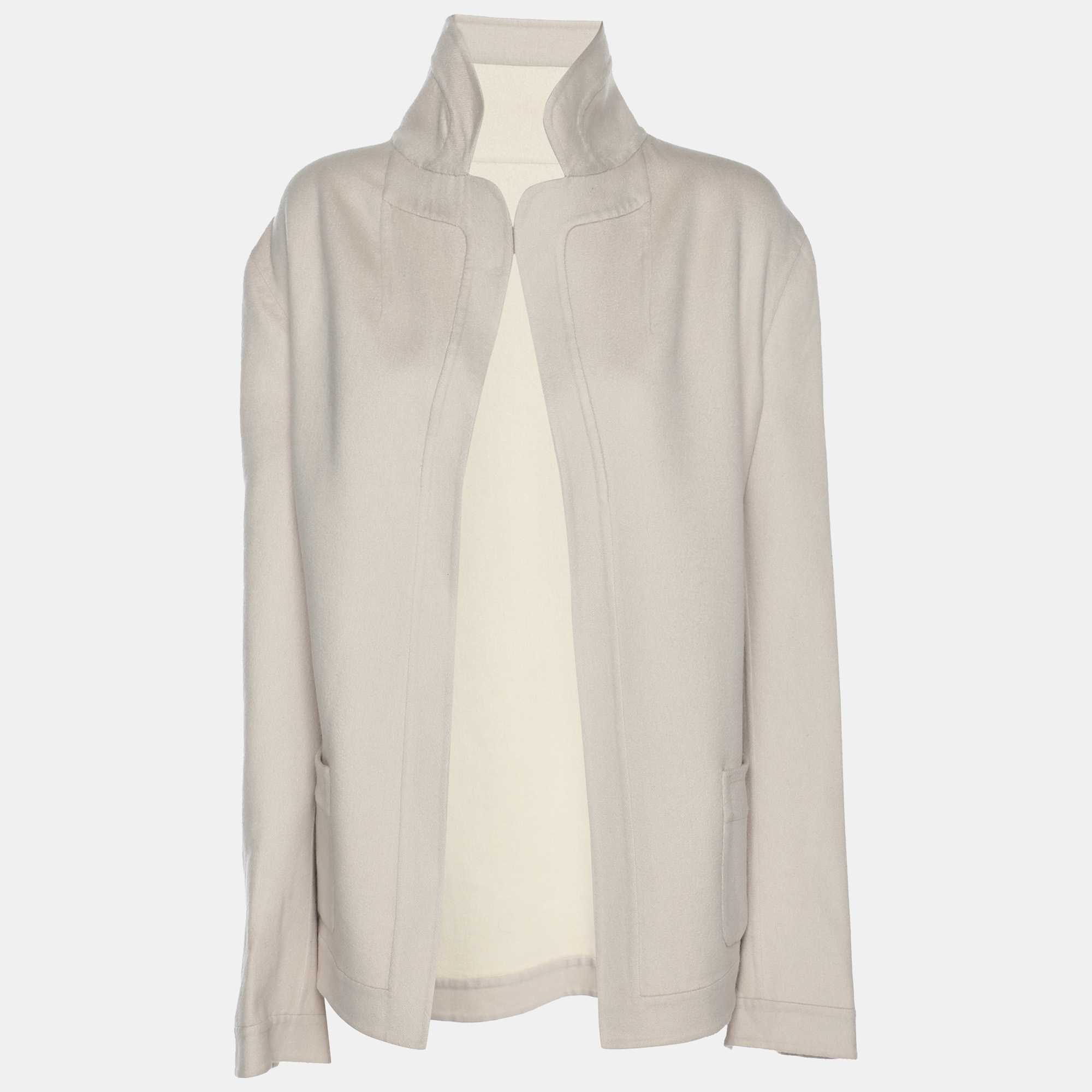 Pre-owned Agnona Light Beige Cashmere Jacket Xl In Sand