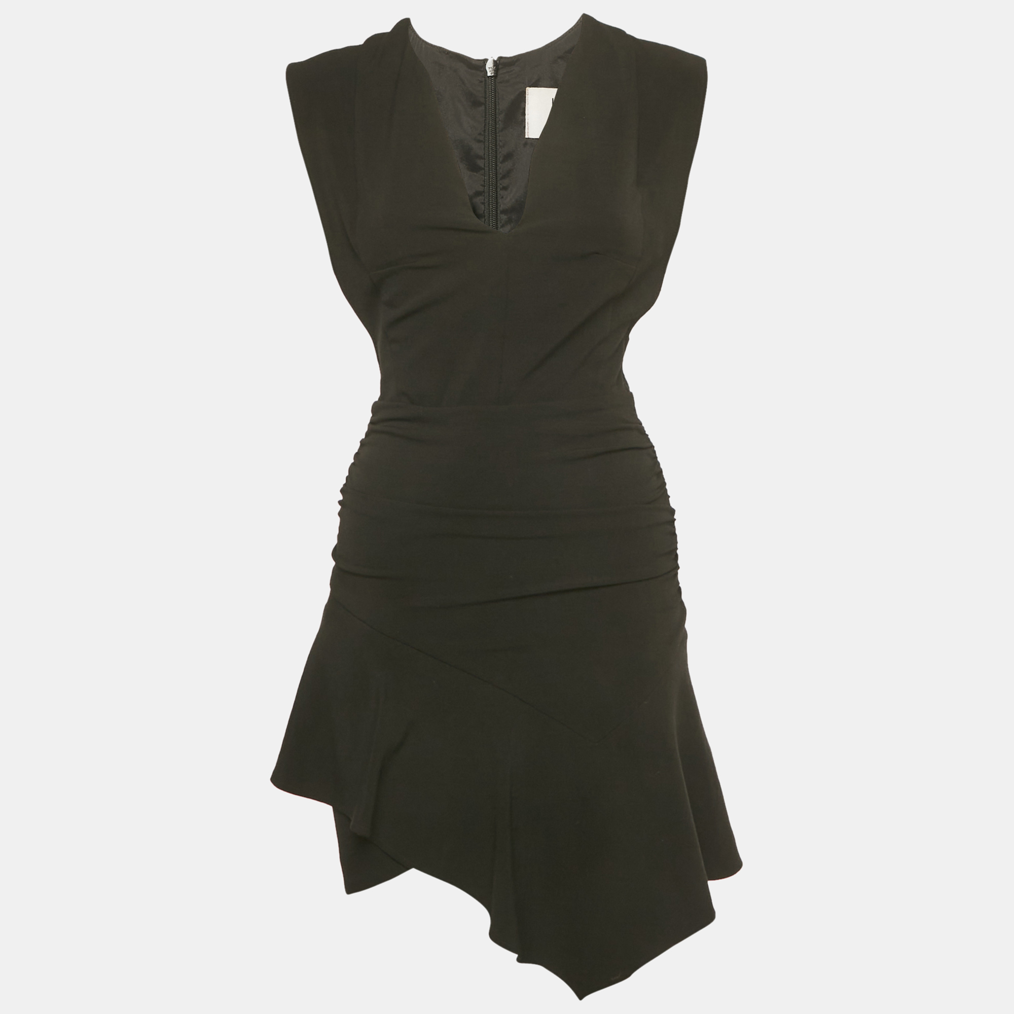 Pre-owned Ba&sh Ba & Sh Black Crepe Draped Sleeveless Mini Dress Xs