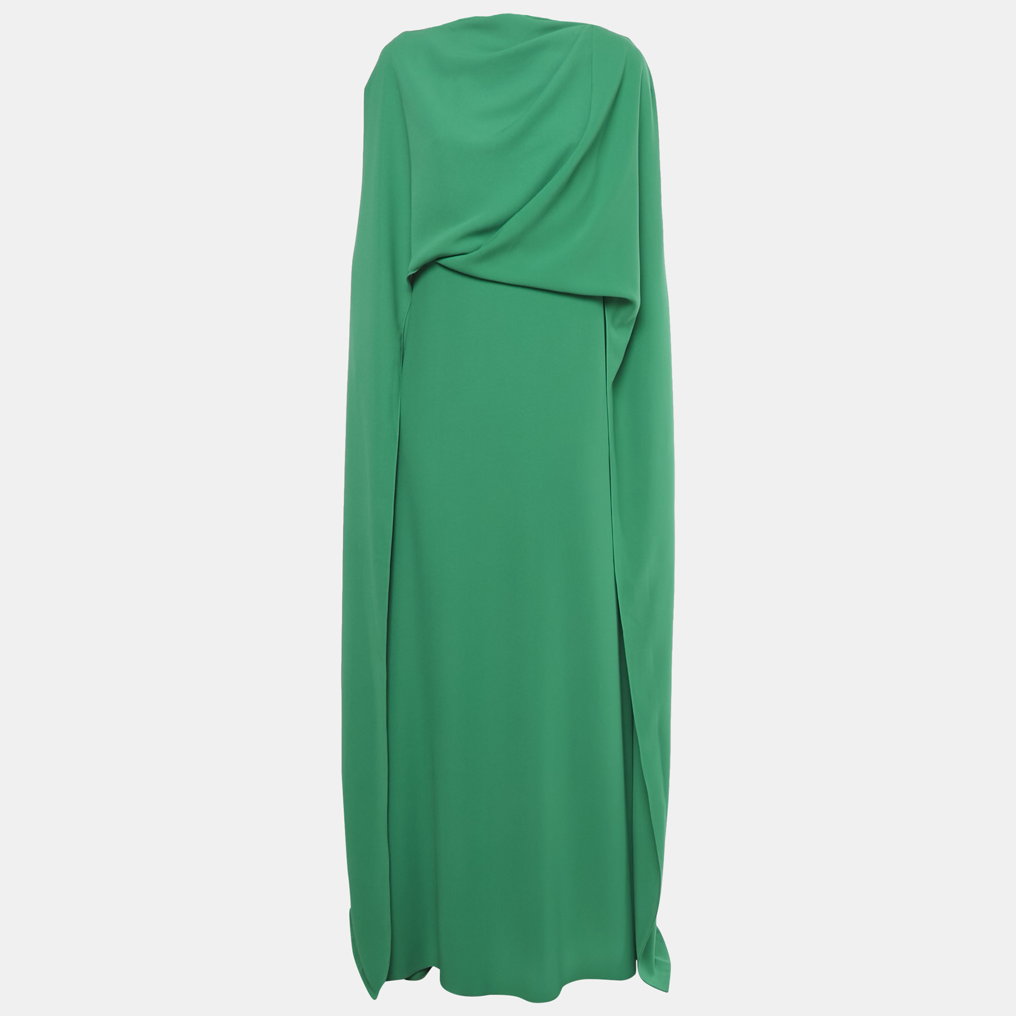 Pre-owned 424 Gemy Maalouf Green Crepe Draped Long Kaftan Dress M