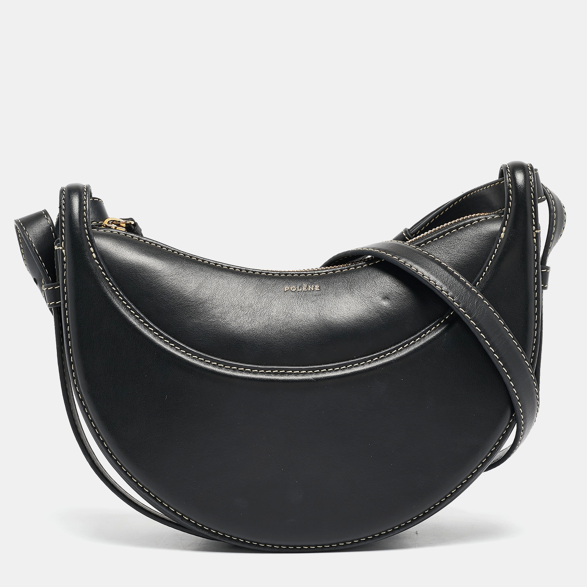 

Polène Black Leather Numéro Dix Shoulder Bag