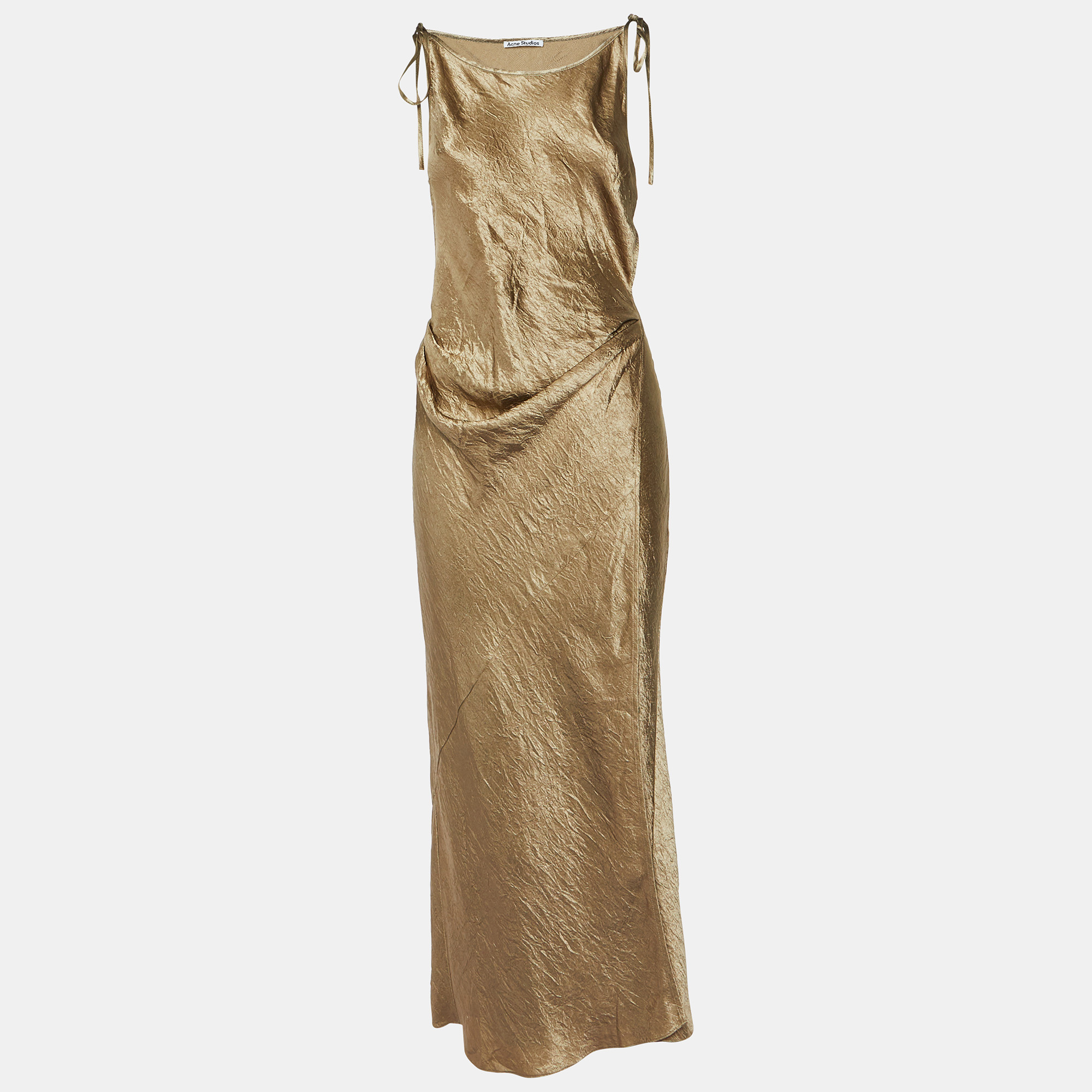 

Acne Studios Brown Satin Wrap Up Long Dress M