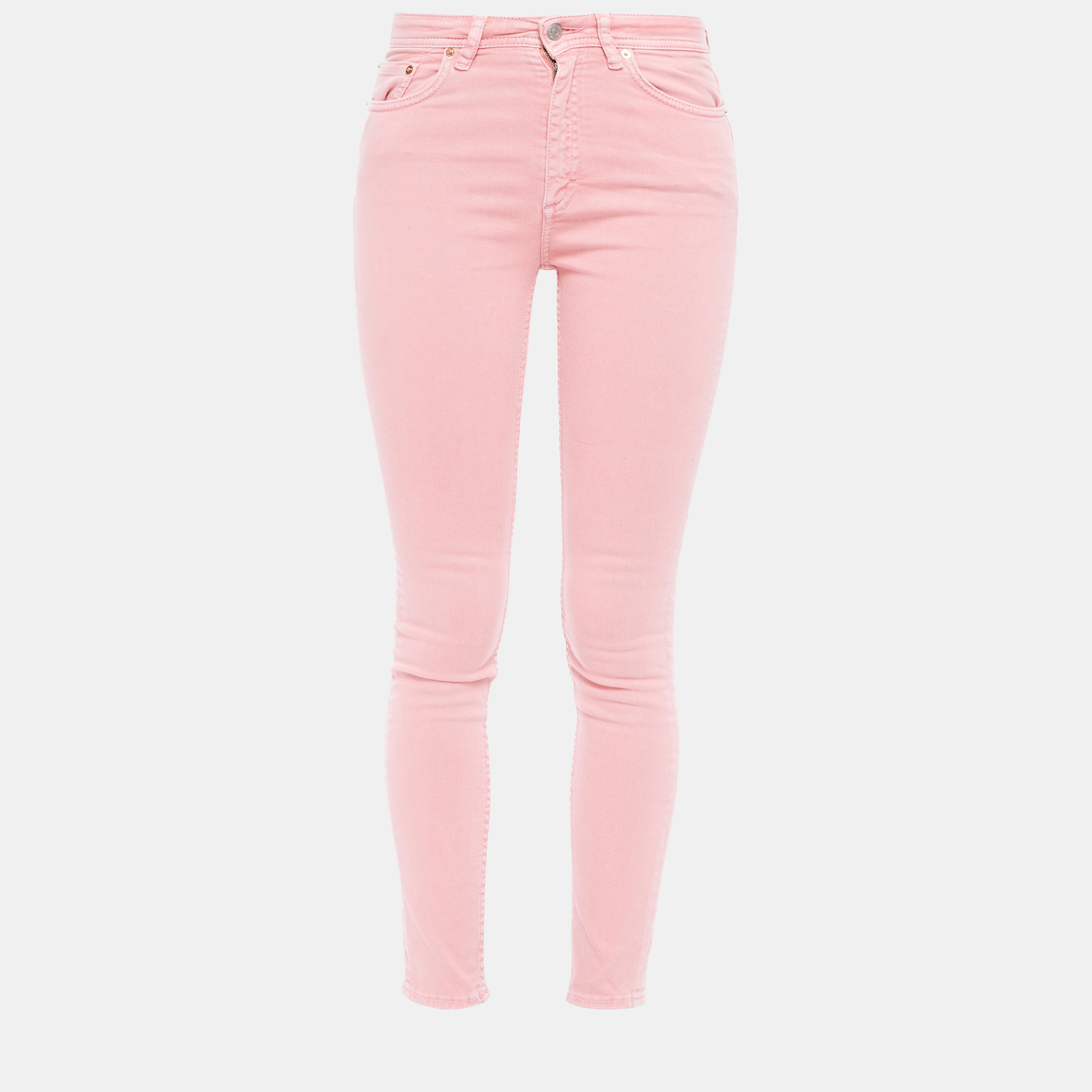 Pre-owned Acne Studios Pink Denim Skinny Leg Jeans Xs Waist 25"