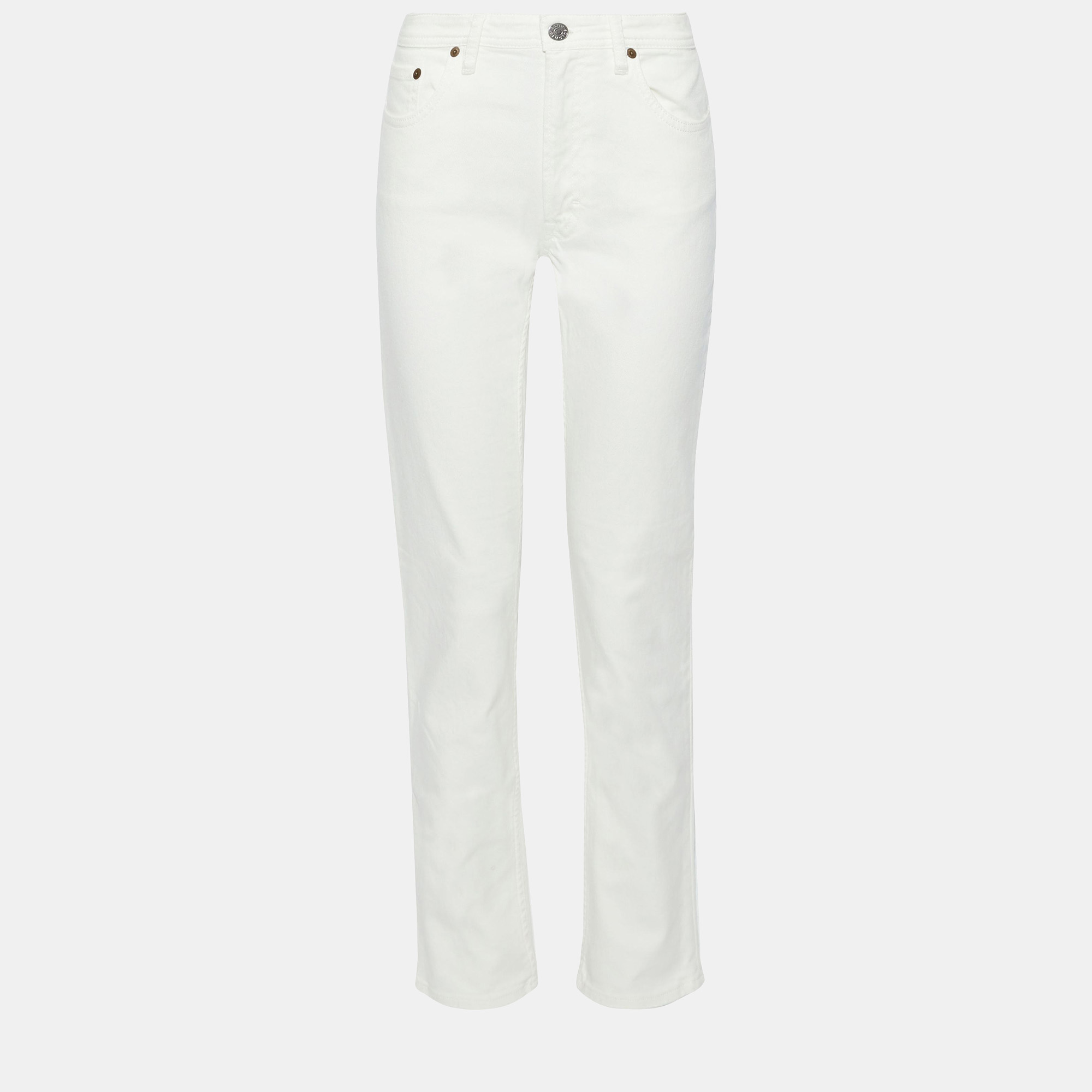 Pre-owned Acne Studios Cotton Straight Leg Jeans 23w-32l In White