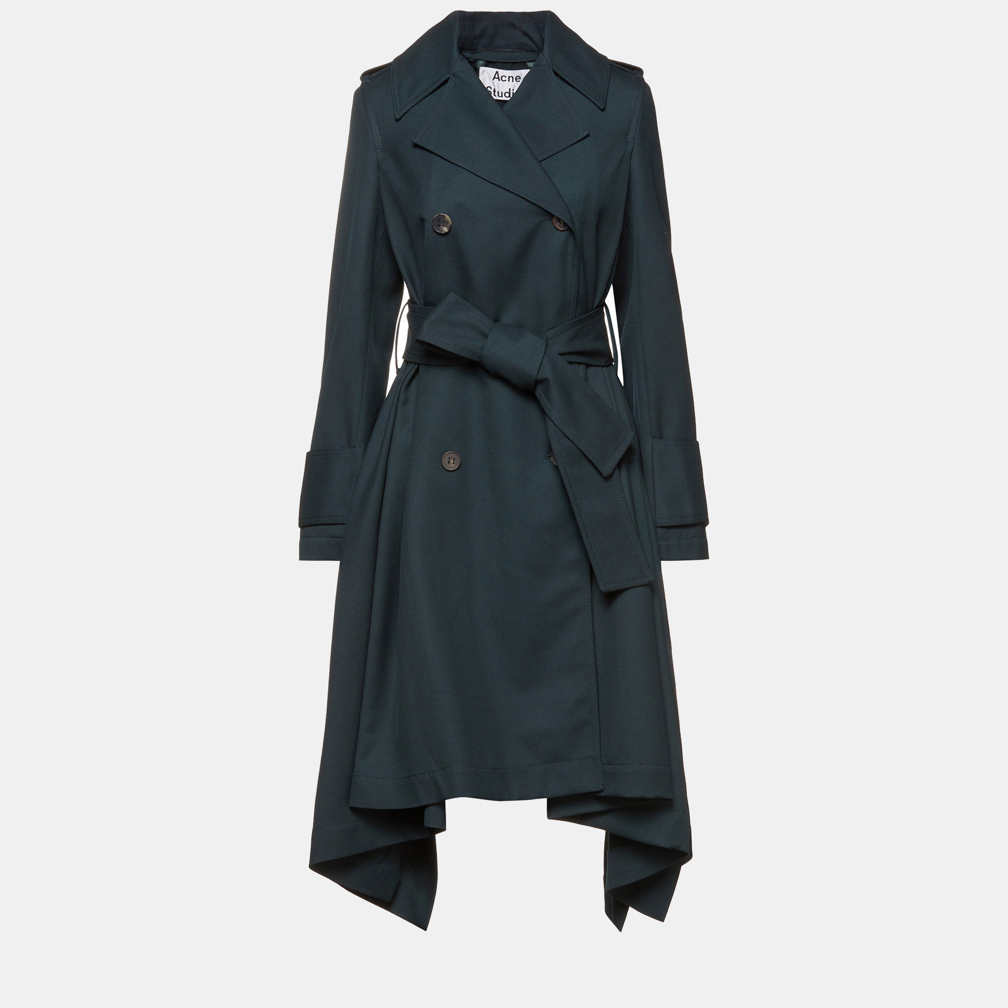 Pre-owned Acne Studios Polyester Trenchcoat 36 In Navy Blue