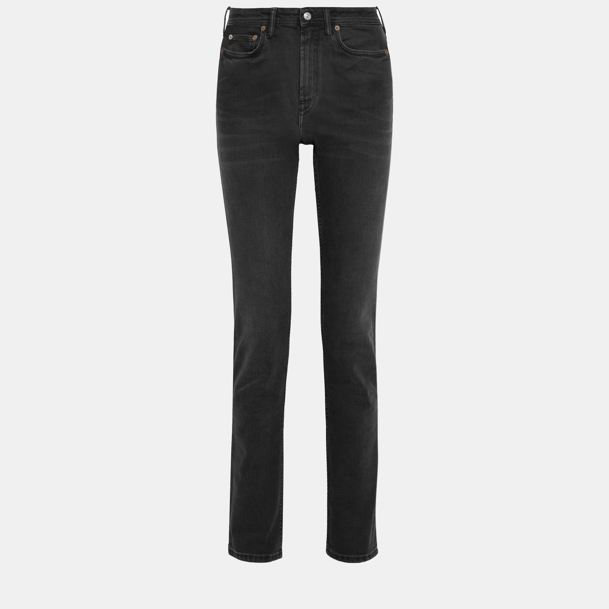 Pre-owned Acne Studios Cotton Straight Leg Jeans 27w-34l In Black