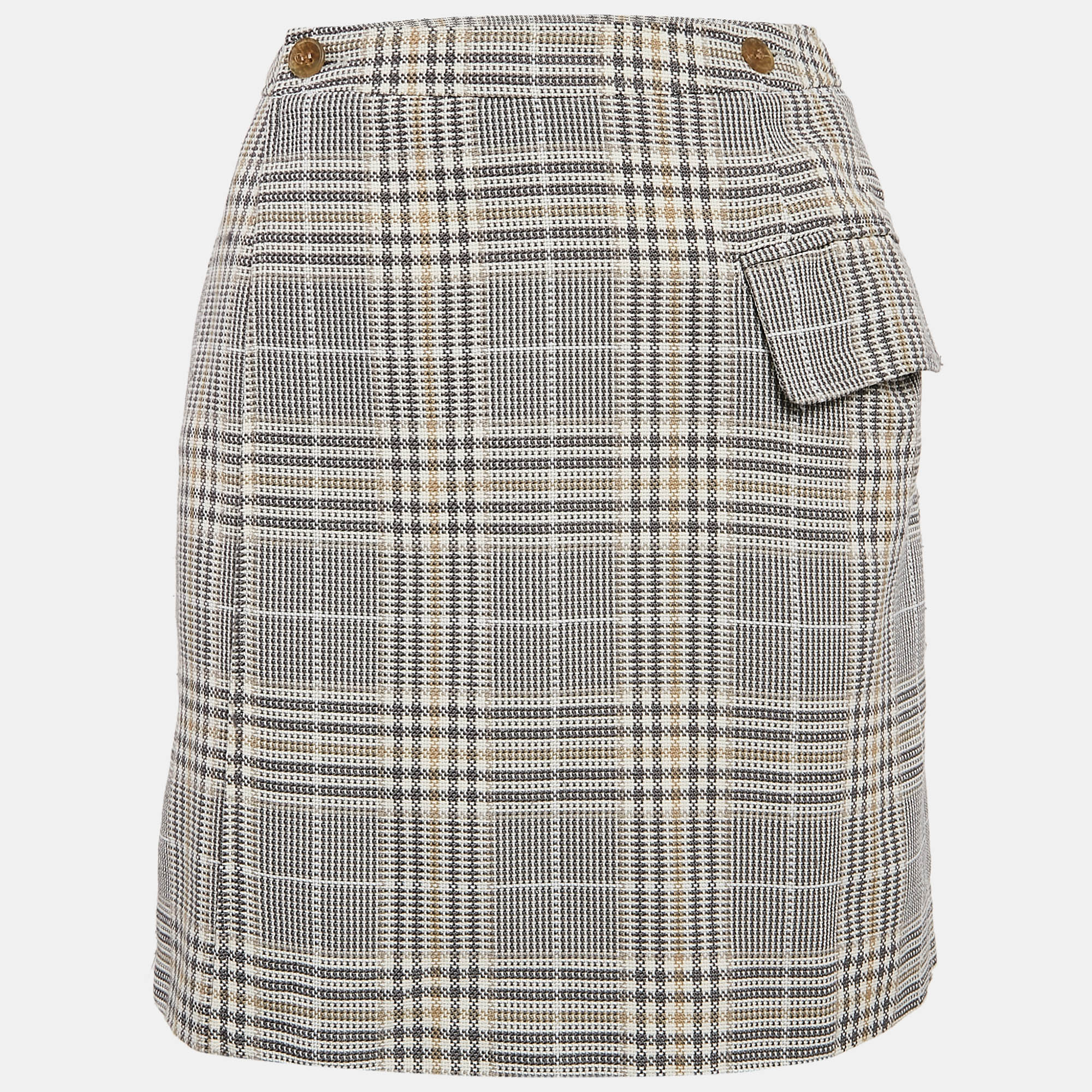 

Acne Studios Beige Plaid Cotton Mini Wrap Skirt S