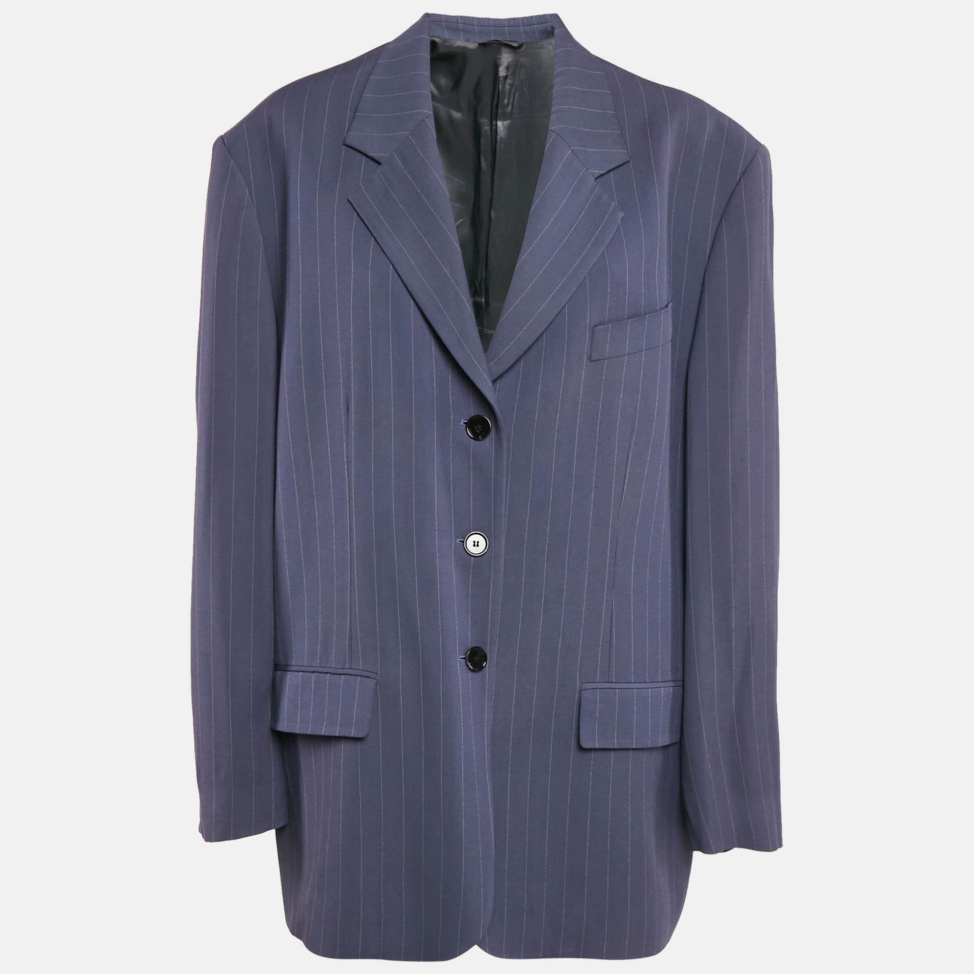 

Acne Studios Blue Stripe Wool Blend Oversized Blazer L