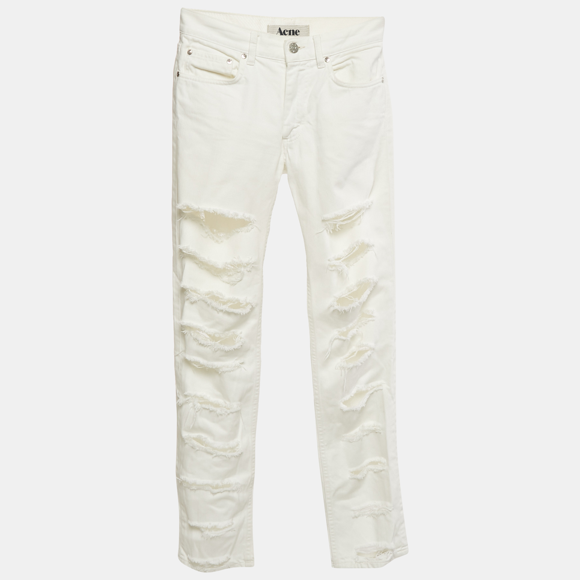 

Acne Studios White Denim Distressed Jeans S