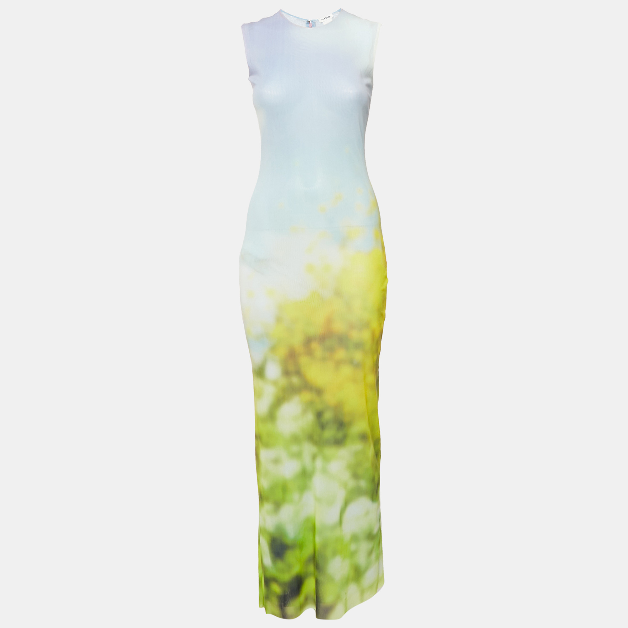 

Acne Studios Blue Blurred Print Mesh Maxi Dress XS