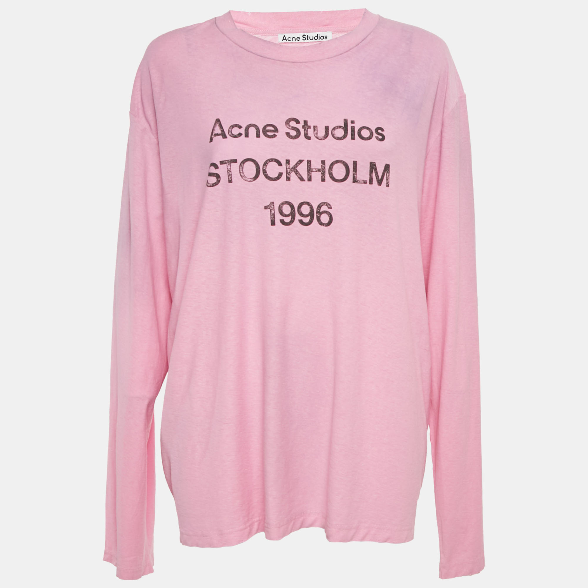 Pre-owned Acne Studios Pink Cotton & Hemp Long Sleeve T-shirt L